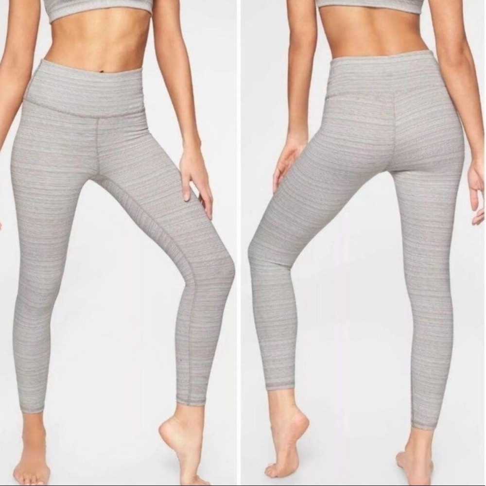 Athleta Chaturanga Jaquard White Cream Leggings Small